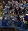 Barcelona, Catalonia: people relax at Parc Guell - benches - photo by T.Marshall