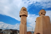Barcelona, Catalonia: chimney and access tower, roof of Casa Mil, La Pedrera, by Gaudi - UNESCO World Heritage Site - photo by M.Torres