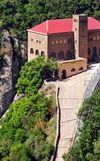 Montserrat, Catalonia: cable car station seen from the abbey - Teleferic- photo by M.Torres