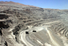 Chile - Calama (Antofagasta region): open air copper mine - spiral of dust - photo by N.Cabana