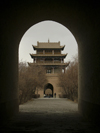 China - Jiayuguan (Hexi Corridor - Gansu province): gate and pagoda - photo by M.Samper