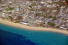 Mitsamiouli, Grande Comore / Ngazidja, Comoros islands: the town and the beach - from the air - photo by M.Torres