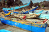 Moroni, Grande Comore / Ngazidja, Comoros islands: Comoran outrigger boats, called galawas - pirogues balancier - photo by M.Torres