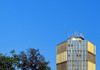 Brazzaville, Congo: Ministry of Planning building on Place de la Republique - top floors and blue sky - photo by M.Torres