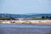 Djou, Congo: looking downstream at the Livingstone Falls / Chutes du Djou - rapids on the lower course of the Congo River, border between the Congos at Monkey Island (Ile des Singes) - photo by M.Torres