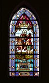 Brazzaville, Congo: Cathedral of the Sacred Heart window - 19th century stained glass picturing St Martin - Cathdrale du Sacr Cur / Cathdrale Saint Firmin (1892) - Quartier de l'Aiglon - photo by M.Torres