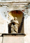 Corsica / Corse - Ile Rousse: saint in a niche - derelict school (photo by M.Torres)