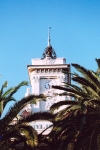 Corsica - Ajaccio (Corse du Sud): clock tower of the Hotel de Vile (photo by M.Torres)