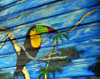 San Jos, Costa Rica: Parque Morazn - tucan painted on a wooden wall - photo by M.Torres