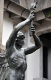 San Jos, Costa Rica: winged bearer of fire - statue in front of the central post office - calle 2 - photo by M.Torres