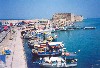 Crete - Heraklion / Iraklio / HER: fishing boats - old harbour - fortress in the background