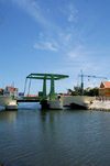 Curacao - Willemstad: Floating market area - Dutch style drawbridge, shot fromWilhelmina Bridge - photo by S.Green