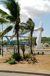 Curacao - Willemstad: Palm tree and view along St. Annabaai channel - photo by S.Green