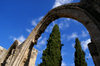 Bellapais, Kyrenia district, North Cyprus: Bellapais abbey - arcade and sky - photo by A.Ferrari