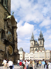 Czech Republic - Prague / Praha: Astronomical Clock at the old town hall and the Church of Our Lady Before Tyn - photo by J.Kaman