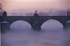 Czech Republic - Prague: Charles bridge in the mist - at dawn (photo by M.Gunselman)