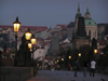 Prague, Czech Republic: Charles bridge at dawn - lamps - photo by J.Kaman