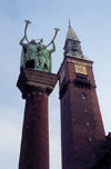 Copenhagen: Towers and trumpets - lur palyers on Rdhus-pladsen - photo by M.Torres