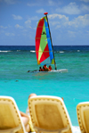 Punta Cana, Dominican Republic: small catamaran - the chaise longue perspective -  Arena Gorda Beach - photo by M.Torres