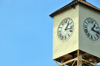 Monte Cristi, Dominican Republic: Public clock, built under the initiative of Benigno Daniel Conde - Reloj publico de Monte Cristi - Parque Duarte, old-Plaza de Armas - photo by M.Torres