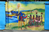 Puerto Plata, Dominican republic: Colombo's fleet arrives in Quizqueya - mural at Parque Regalado - photo by M.Torres