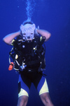 Egypt - Red Sea - Marsa Alam area: wolf man - scuba diving - diver (underwater photography by K.Osborn)
