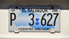 San Salvador, El Salvador, Central America: Salvadoran license plate, with map and the Monument to the Savior of the World - photo by M.Torres