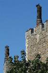 England - Suffolk county: mediaeval chimney stacks on castle ruins (photo by Fiona Hoskin)