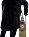 UK - London: Big Ben and statue of Churchill - cane - photo by K.White