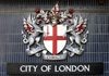 London: City of London crest - coat of arms - - motto Domine dirige nos - photo by K.White