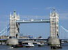 London: Tower bridge - river traffic - Thames - photo by K.White