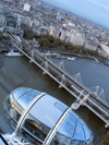 London: British Airways London Eye - the Thames - Hungerford Bridge - Waterloo station - pod - photo by K.White