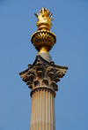 London, England: Paternoster Square Column - Corinthian column of Portland stone topped by a gold leaf covered flaming copper urn - designed by Whitfield Partners - City - photo by M.Torres