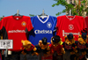 London: football shirts - Manchester United, Chelsea, Liverpool - Oxford street - replica shirts - photo by  M.Torres