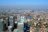 Tower Hamlets, London, England: aerial view of Canary Wharf, Docklands - West India Quay, Isle of Dogs - photo by A.Bartel