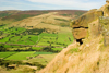 Peak District, Derbyshire, England: rock and valley view - near Castleton - photo by I.Middleton