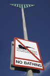 Lee on Solent, Gosport, Hampshire, South East England, UK: no bathing sign at Lee on Solent beach - photo by I.Middleton