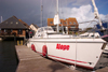Hythe, New Forest, Hampshire, South East England, UK: the 'Alope' - boat at Hythe Marina - Solent - photo by I.Middleton