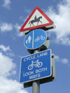 London, England: priority for horses, traffic sign, Epping Forest - photo by A.Bartel