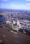 London, England: The Eye, Waterloo station and Hungerford Bridge - Lambeth and the Thames - Aerial - photo by A.Bartel