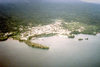 isla de Bioko / ilha de Fernando P, Equatorial Guinea: Malabo from the air - Punta Unidad Africana - Bahia de Malabo - photo by B.Cloutier