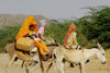 Eritrea - Hagaz, Anseba region - a family on donkeys travels in desert - photo by E.Petitalot