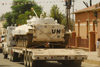Eritrea - Mendefera, Southern region: peacekeepers - United Nations Mission in Ethiopia and Eritrea (UNMEE) tank on a semitrailer - photo by E.Petitalot