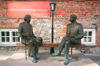 Estonia - Tartu / TAY (Tartumaa province): Oscar Wilde meets Estonian writer - statues - photo by A.Dnieprowsky