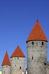 Estonia, Tallinn: Old town wall towers - conical red roofs - photo by J.Pemberton