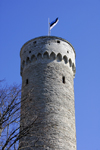 Estonia, Tallinn: Tall Hermann tower - Toompea Castle - Estonian flag - photo by J.Pemberton