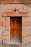Lalibela, Amhara region, Ethiopia: Italian built chapel - door - photo by M.Torres