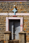 Gondar, Amhara Region, Ethiopia: door with cross - photo by M.Torres