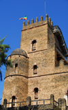 Gondar, Amhara Region, Ethiopia: Royal Enclosure - Fasiladas' Palace - round and square towers - photo by M.Torres