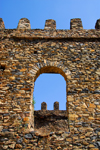Gondar, Amhara Region, Ethiopia: Royal Enclosure - Emperor Dawit's hall or castle - arched window - photo by M.Torres